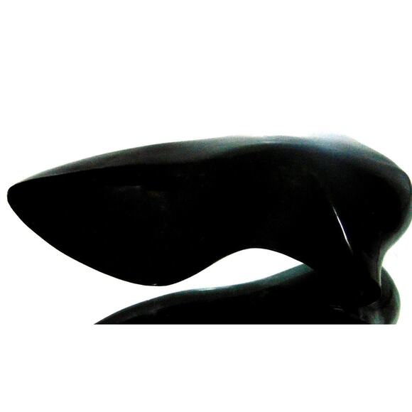 NEW Oneida Black Blown ART GLASS SLIPPER SHOE Ring Box Wedding Cake Topper Decor - Picture 5 of 13